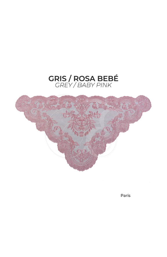 Velo parís gris con rosa baby