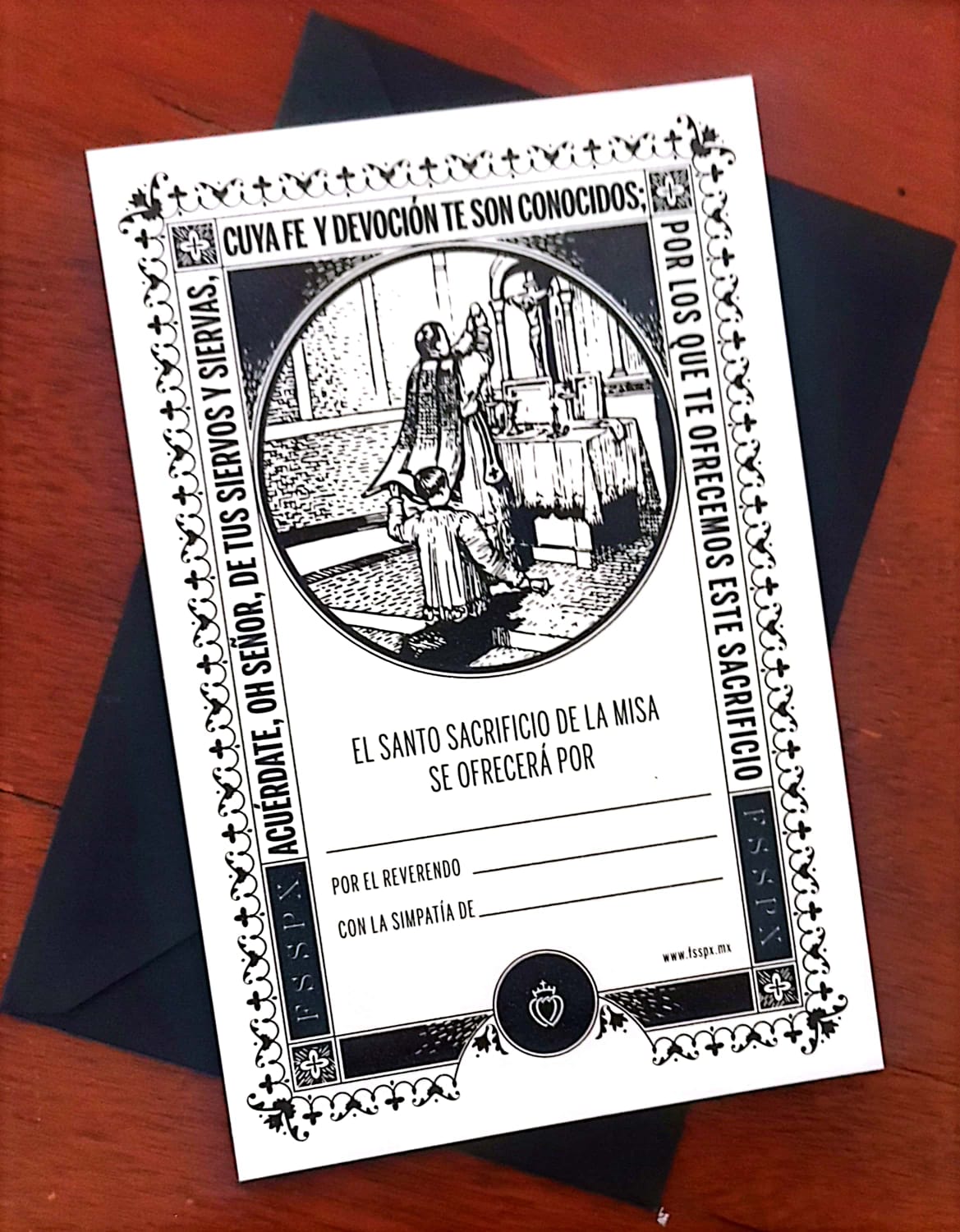 Tarjeta de ofrecimiento de la Santa Misa (v)