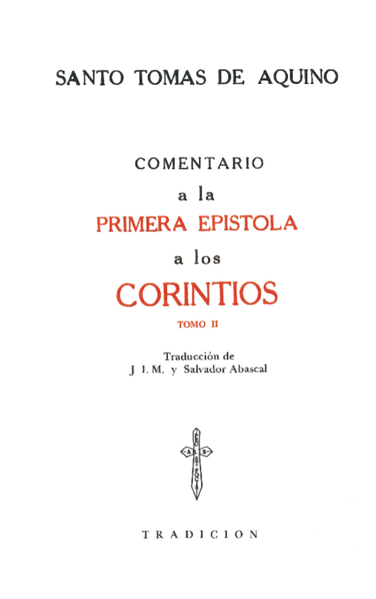 Comentario de Santo Tomás De Aquino a los Corintios, Segunda Parte