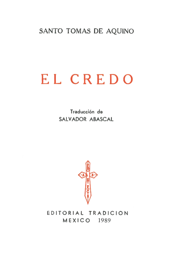 El Credo. Santo Tomás De Aquino
