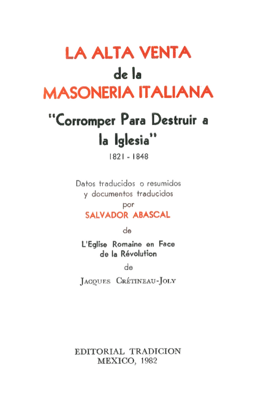 La alta venta de la Masonería Italiana