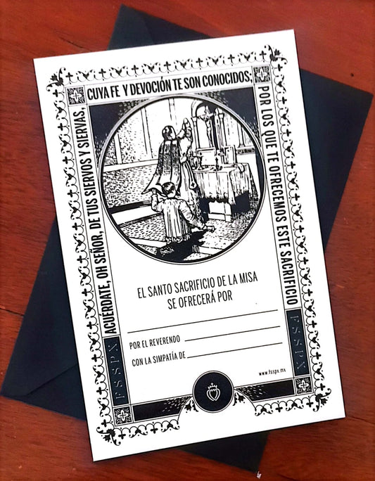 Tarjeta de ofrecimiento de la Santa Misa (v)