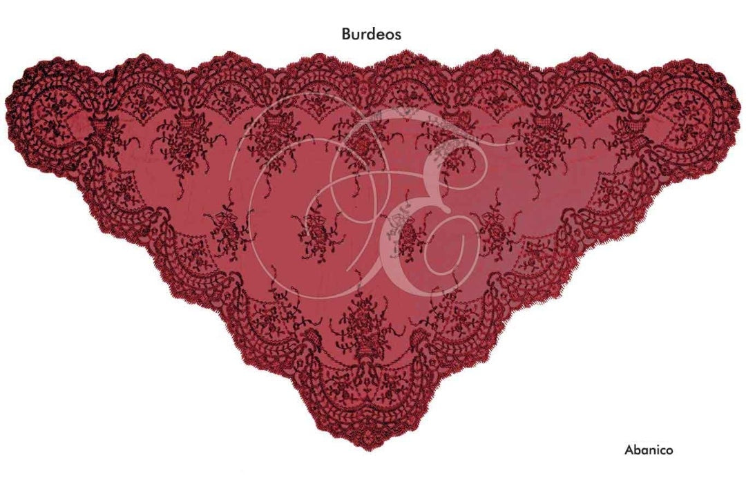 Velo abanico burdeos