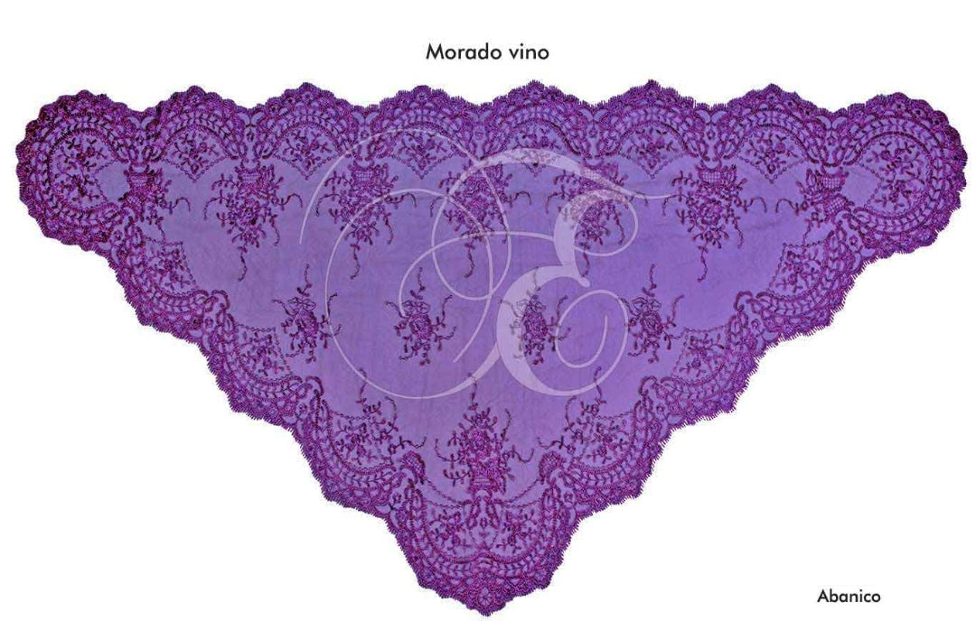 Velo abanico morado vino