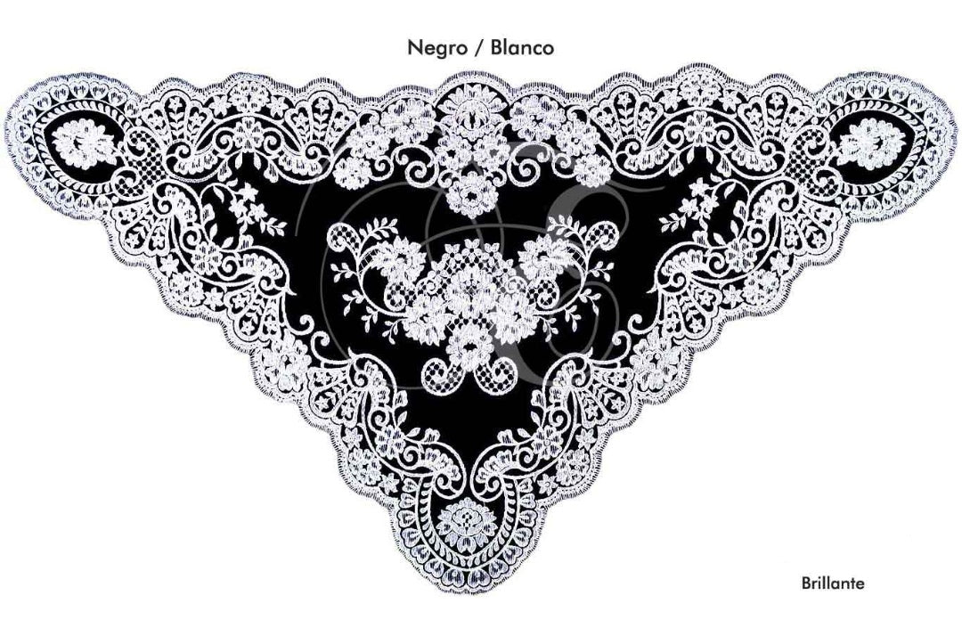 Velo brillante negro con blanco