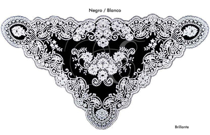 Velo brillante negro con blanco