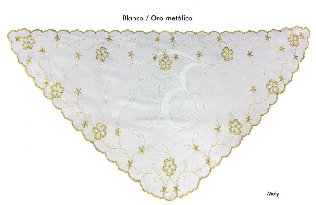 Velo mely blanco con oro metálico
