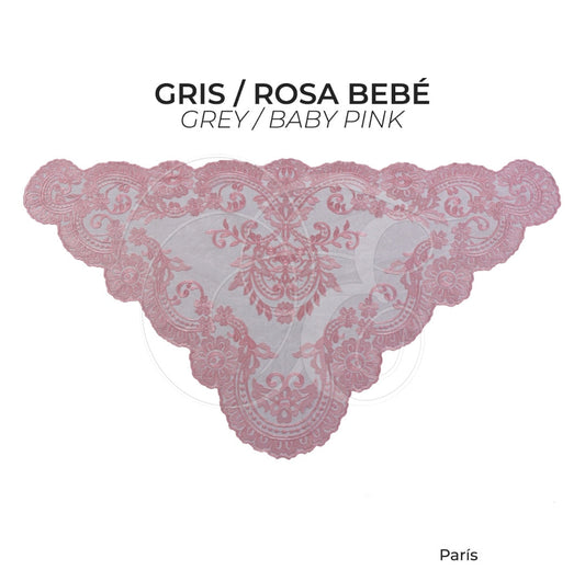 Velo parís gris con rosa baby